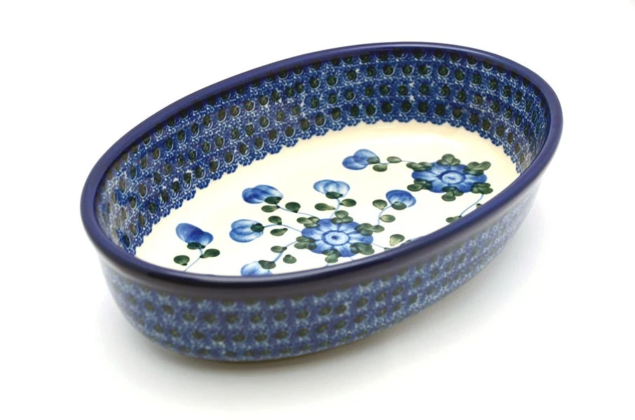 Polish Pottery Baker - Oval - Small - Blue Poppy