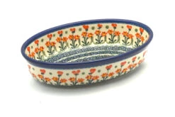 Polish Pottery Baker - Oval - Small - Peach Spring Daisy