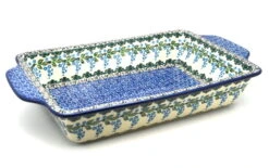 Polish Pottery Baker - Rectangular With Tab Handles - 7 Cups - Wisteria