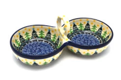 Polish Pottery Bowl - Double Serving - Christmas Trees