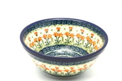 Polish Pottery Bowl - Large Nesting (7 1/2") - Peach Spring Daisy