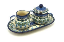 Polish Pottery Cream & Sugar Set - Wisteria