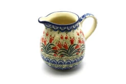 Polish Pottery Creamer - 10 Oz. - Crimson Bells