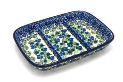 Polish Pottery Dish - Divided Rectangular - Huckleberry