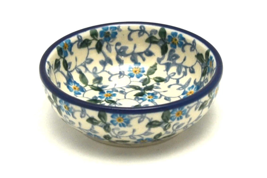 Polish Pottery Dish - Round Food Prep - Forget-Me-Knot