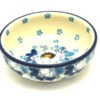 Polish Pottery Dish - Round Food Prep - White Poppy