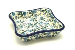 Polish Pottery Fluted Dipping Dish - Forget-Me-Knot