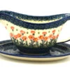 Polish Pottery Gravy Boat - Peach Spring Daisy