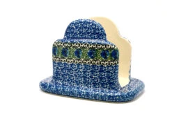 Polish Pottery Napkin Holder - Peacock Feather